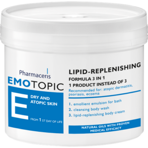 Pharmaceris E – lipiide taastav kolm ühes toode - vanniemulsioon, keha pesukreem ja lipiide taastav kehakreem 500 ml