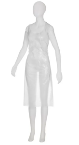 Plastic apron white 75x160cm (100 pcs in a pack)